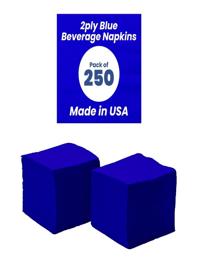 Perfectware - PW- 2 Ply Navy Blue Bev-250 2 Ply Navy Blue Beverage Napkins- Pack of 250ct - Image 1